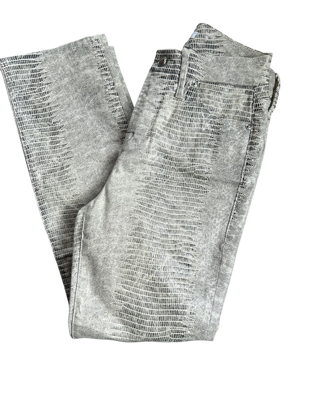 Good American Straight Silver Snake-Texture Skinny Jeans